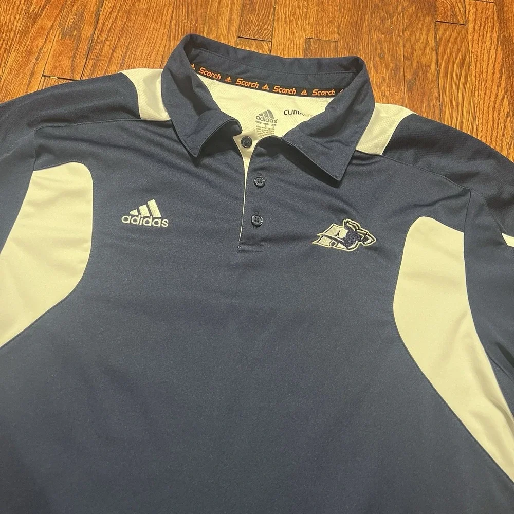 Adidas Akron Zips ClimaLite Scorch Men's Navy Golf Polo Shirt Size Large